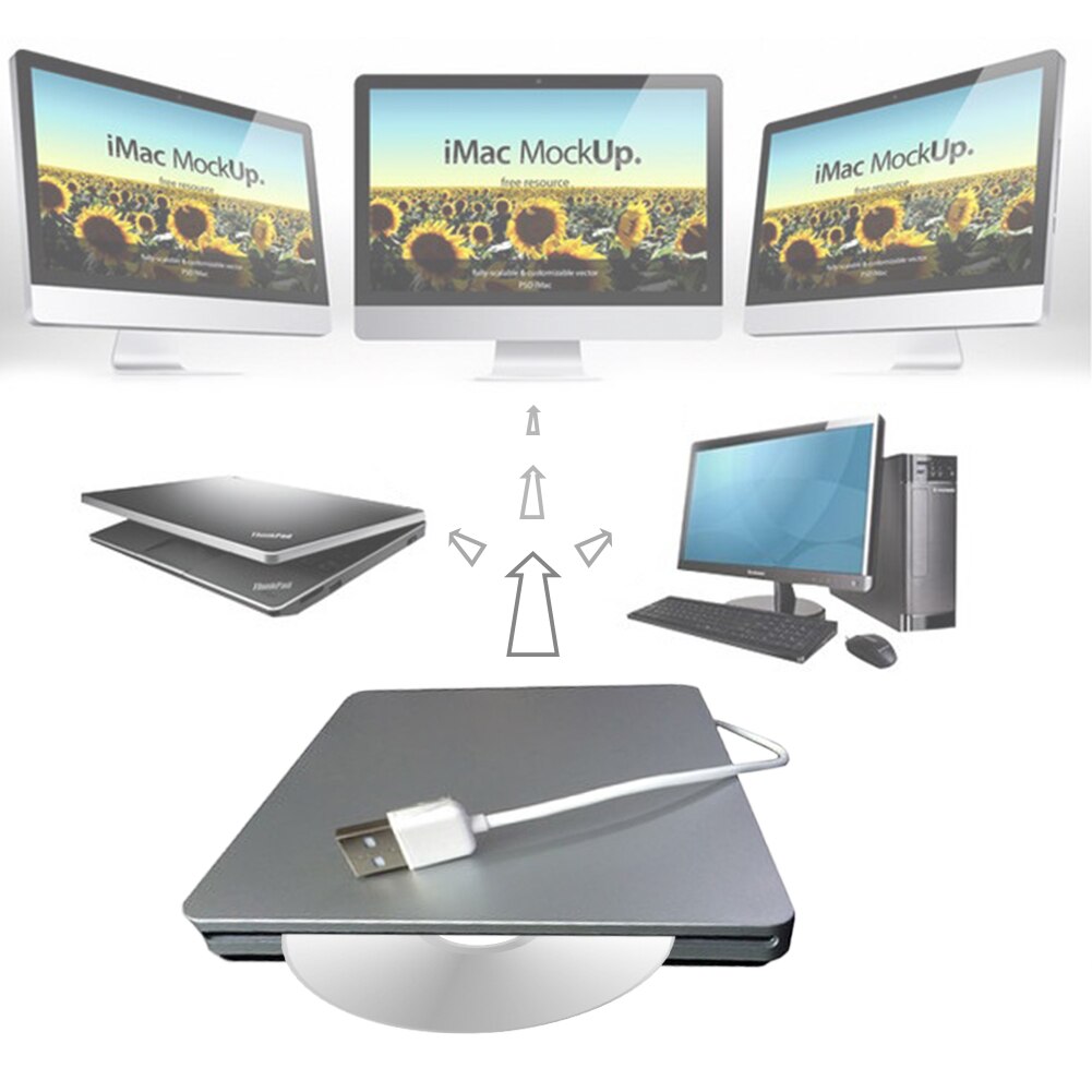 External Stable Writer DVD Reader USB2.0 Low Noise Plug And Play Ultra Thin High Speed Optical Driver