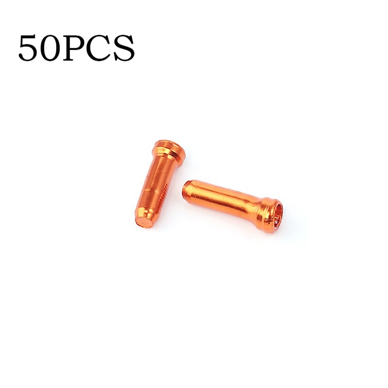 Palanca de cambios de freno para bicicleta de montaña, Cable interno consejos engarzados de aluminio, pieza de ciclismo deportivo, casquillos finales, accesorios para bicicleta, 50 Uds.: orange  50pcs