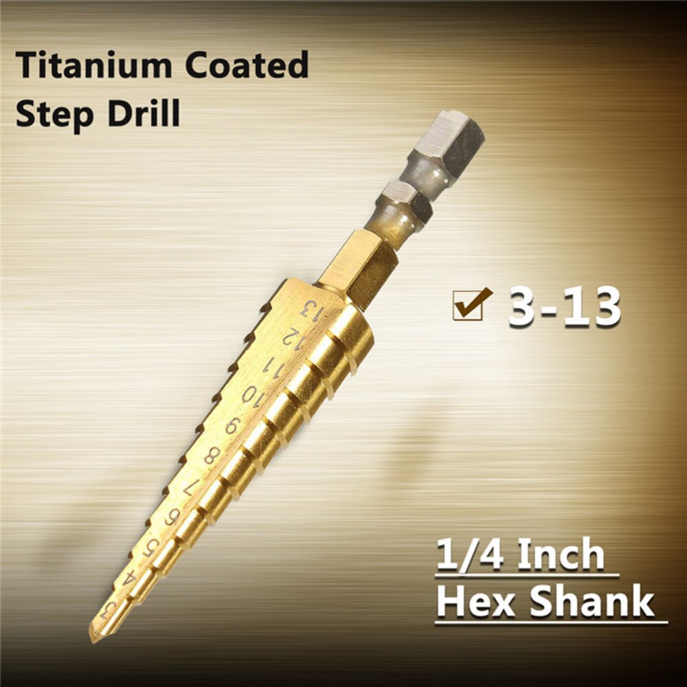 High-Speed Steel HSS Spiral Step Drill Bit Metal Hole Cutter 3-13mm