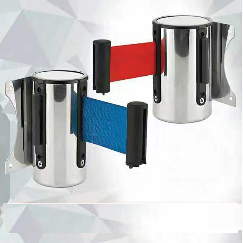 KinJoin Stainless Steel Retractable Belt Wall Mount Ribbon Barrier Tape Crowd Control Outdoor Sport Stanchion Queue 2m/3M/5m