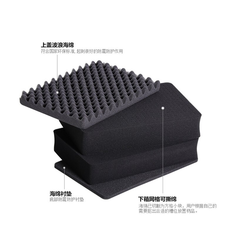 Protective Safety Toolbox Equipment Suitcase Instrument Box ABS Plastic Sealed Aviation Safety Toolbox with Foam Lining