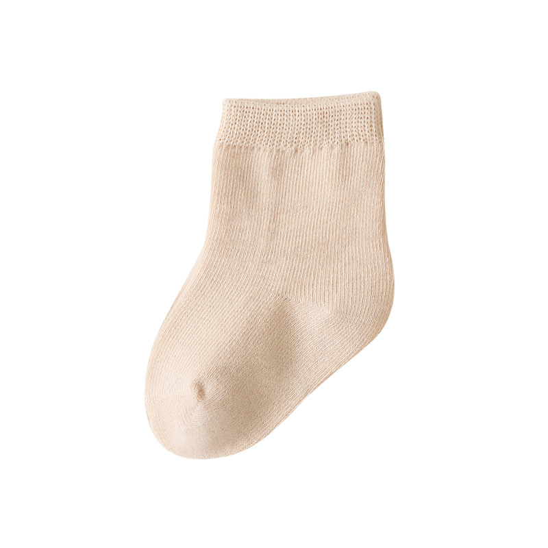 0-8Years Soild Color Cotton Socks Autumn Baby Boys Casual Socks Toddler Girl Foot Socks Babi Ankle Socks Calcetines Bebe: Creamy-white / M(FOOT 10-12CM)