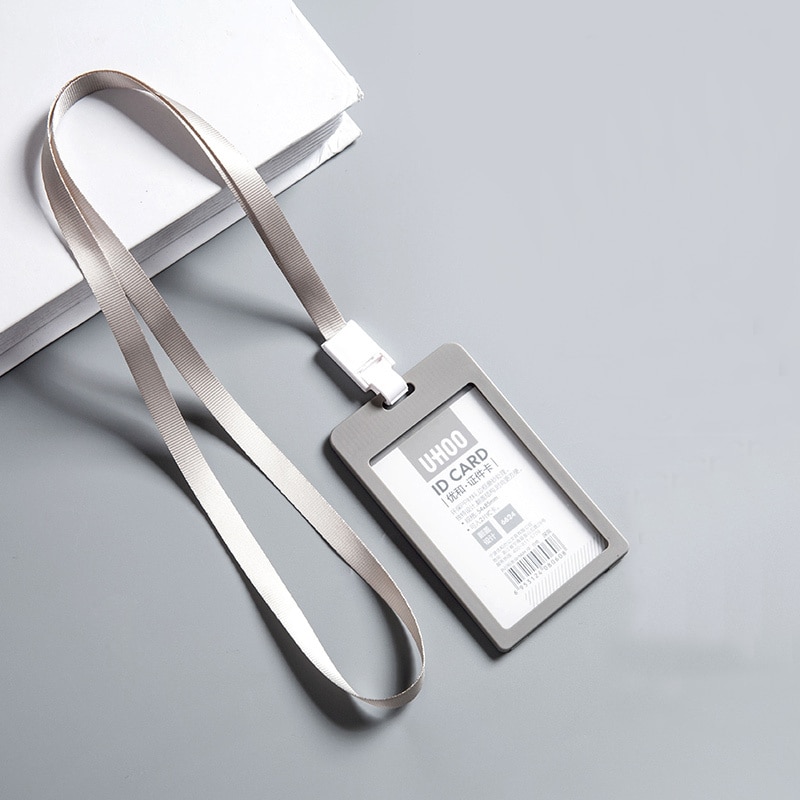 Plastik id badge kortholder business security pass tag holder med snor kontorartikler skole elevkort buskort holder