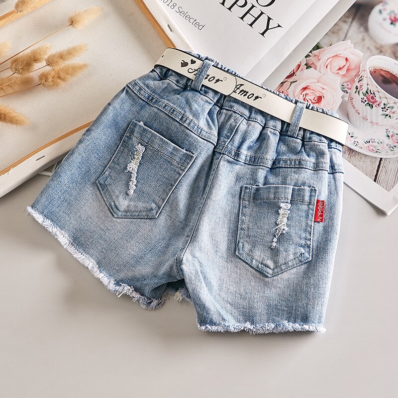 Meisjes Denim Shorts Zomer Koreaanse Zomer Kleding Baby Kinderen Gat Alle-Wedstrijd Broek Broek 1-12 Leeftijd Baby Kleding