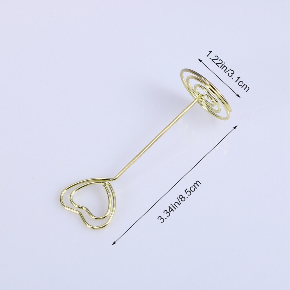 6 stuks gouden hartvormige fotohouders, tafelnummerhouders, plaatskaarthouders, menuklemmen voor bruiloften (goudkleurig)