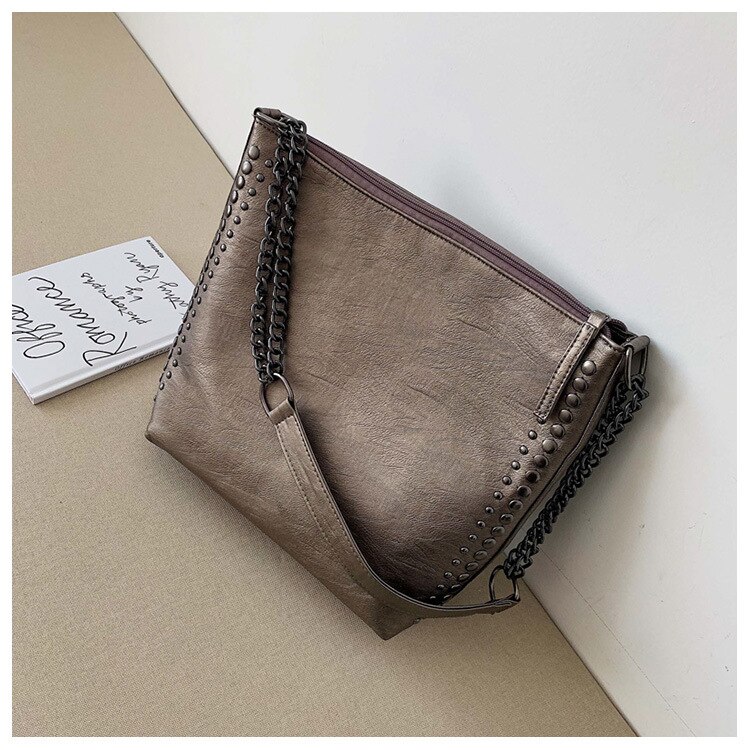 Kvinner dame crossbody pu skinn skulderveske tote dame høy håndveske messenger veske: Grå