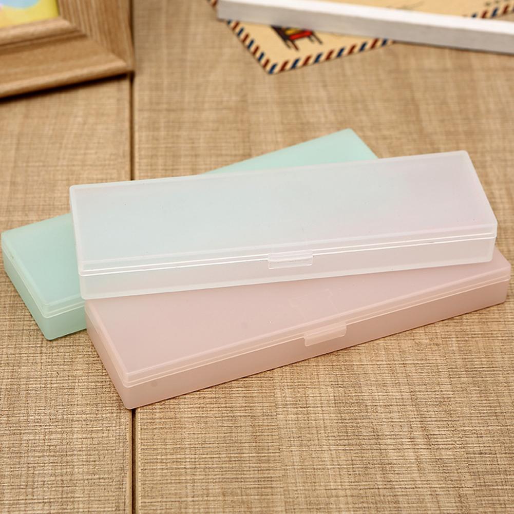 Transparent Frosted Large Capacity Pen Box Pencil Case Stationery Holder