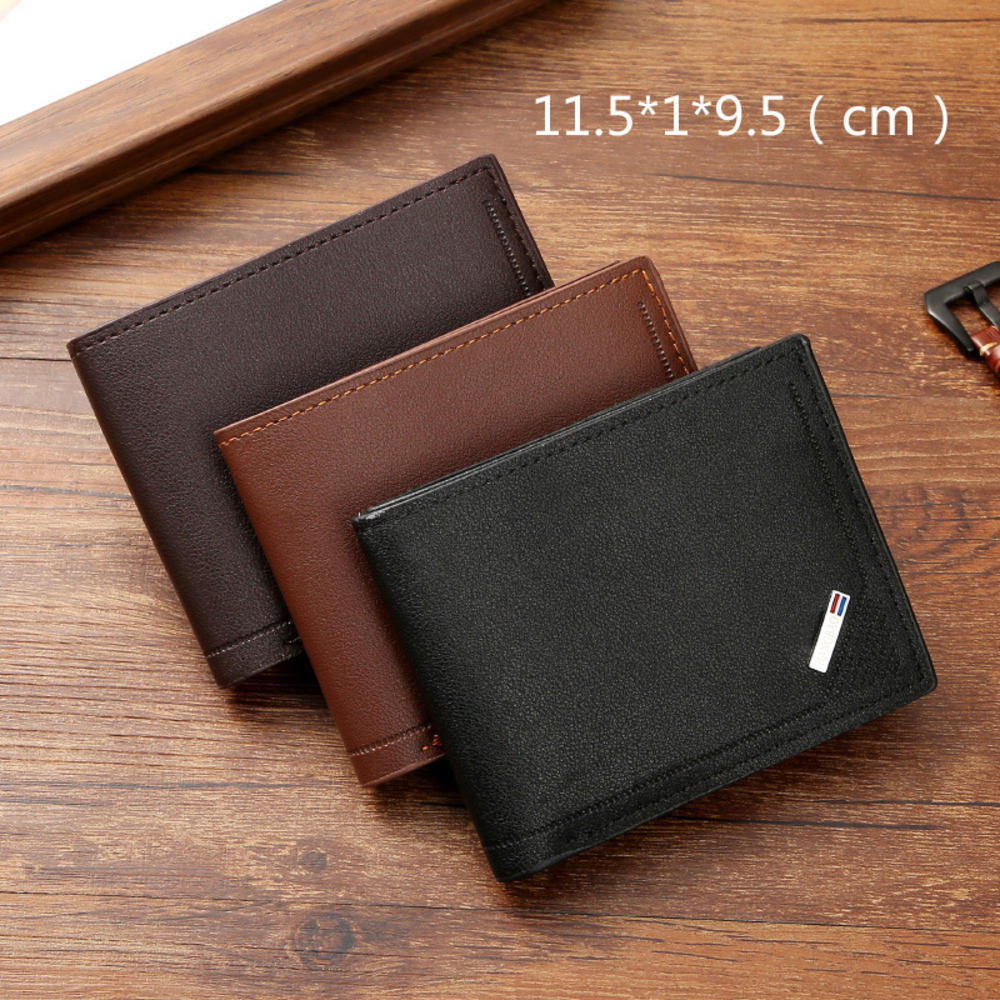 Men's Short Wallet PU Leather Thin Men Coin Pocket Korean Multi-function Leather Purse Shopping Credit ID Cards Holders