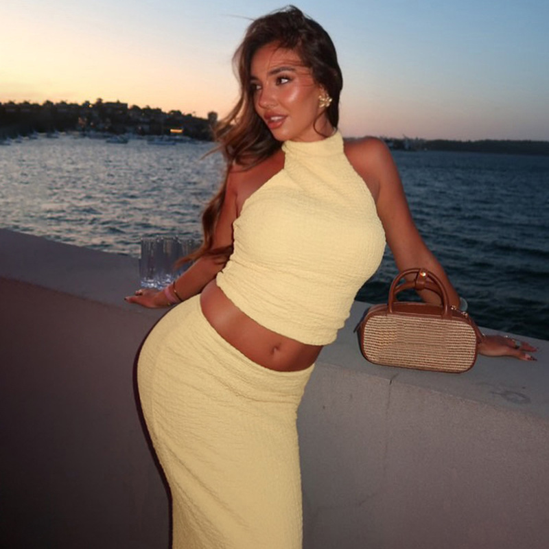 Tornova Langen Rock Anzug Für Frauen Sexy Backless Ärmellose Weste Hohe Taille Schlank Rock Dame Elegante Abend Party Anzug