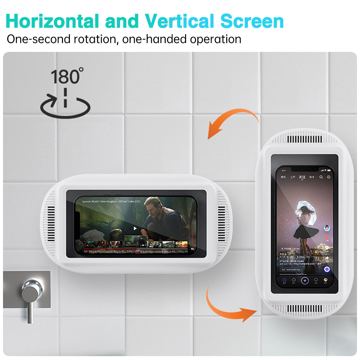 Wodoodporny uchwyt na telefon strąk prysznic, obrotowy uchwyt na telefon robić wanny, łazienki, uchwyt na ekran dotykowy zapobiegający запотеванию na telefon 4-7''