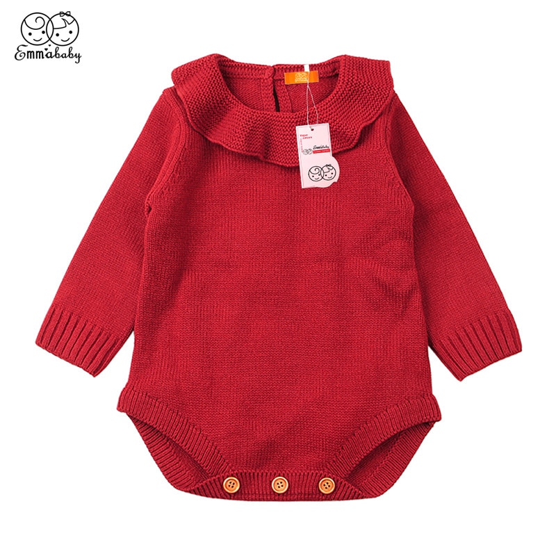 Emmababy-suéteres informales para bebé niña, ropa de invierno de Color sólido, ropa para bebé recién nacido, suéter de lana de punto cálido de manga larga