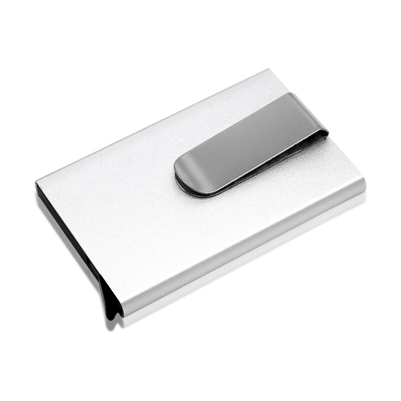 Metal wallet ultra-thin automatic pop-up card holder bank card holder anti-degaussing theft brush small card holder: Silver