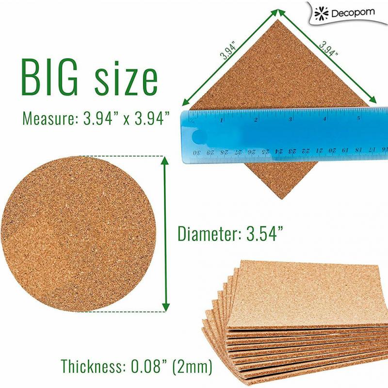 50 sztuk Podkładka wielokrotnego użytku drink DIY wystrój stołu kuchnia izolacja rzemiosło kwadraty okrągła samoprzylepna korkowa podkładka mata na kubki mini deska