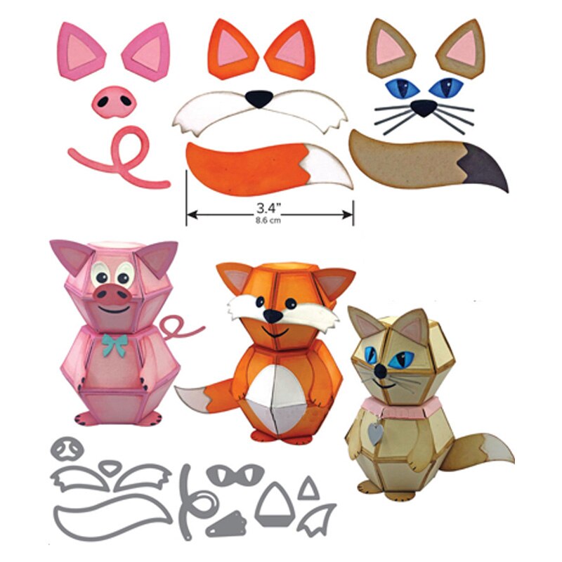 Pop Up Bitty Ball Purse Flip Frame Swap Animal Add On Crosshatch Geometry Cutting Dies for Scrapbooking Craft Cards 04: K 27