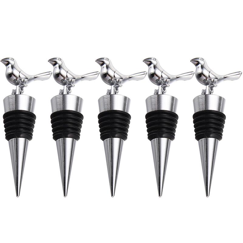 Juego de tapones de Metal para botellas, tapones de vino con patrón de pájaro bonito, accesorios para Bar y , 5 unids/set: Default Title