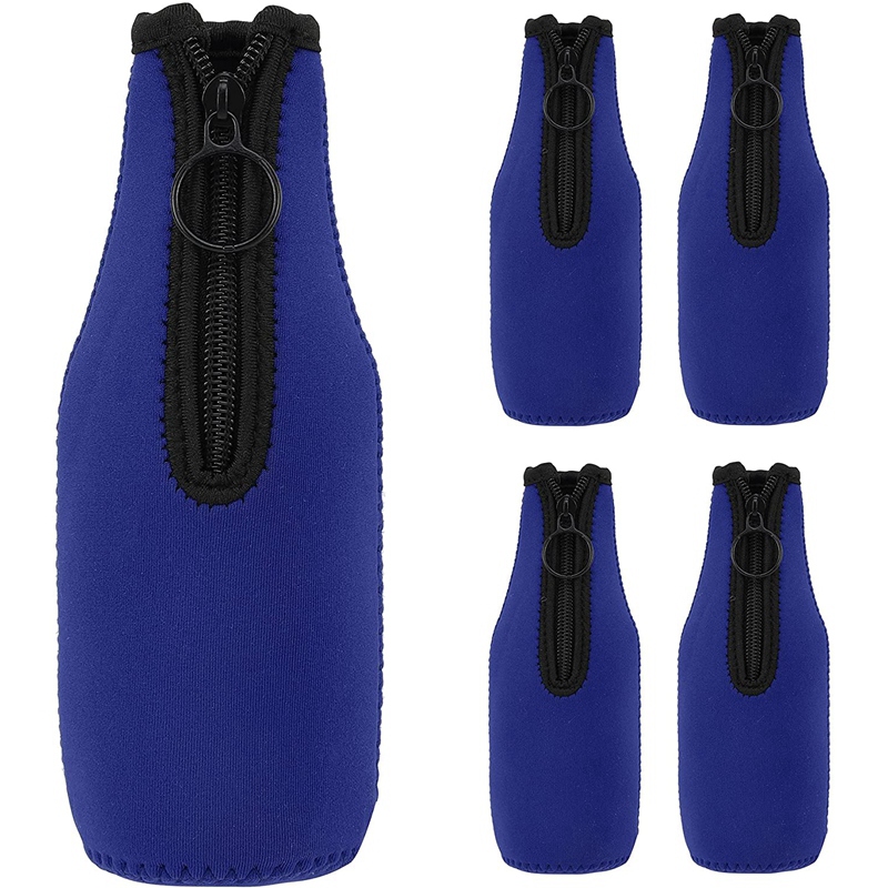 TahoeBay Neoprene Beer Bottle Insulators - 12 Pack Black Sleeves With Zipper For 12oz Longneck Bottles