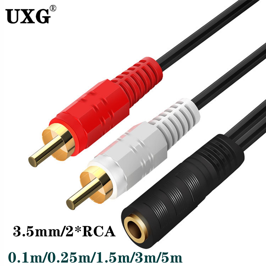 RCA Cable Jack 3.5 To RCA Audio Cable 3.5mm Jack To 2RCA Male Splitter Aux Cable For TV PC Amplifier DVD Speaker Wire 0.1m 3m 5m: black / <=0.5m