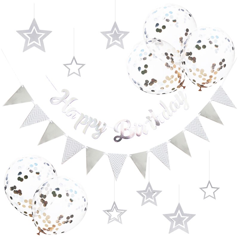 Happy Birthday Gold Glitter Paper Letter star Banner Hanging Flags for Birthday Party Festival Decorations: 2