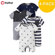 Patpat zomer 4-- pack babyjongensstrepen en sterren bodysuits set babykleding