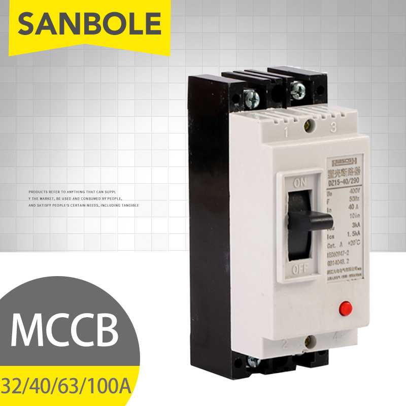 MCCB 2P 32A/40A/63A/100A Sfeer Switch Plastic Gegoten Stroomonderbreker voor Stroomverdeling