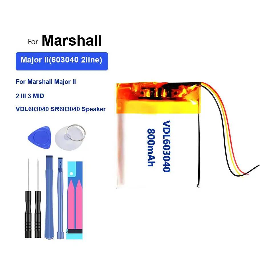 Bluetooth Speaker Batterij 800mAh Voor Marshall Major II 2 Iii 3 Mid VDL603040 SR603040 Speaker 603040 2 lijn: Default Title