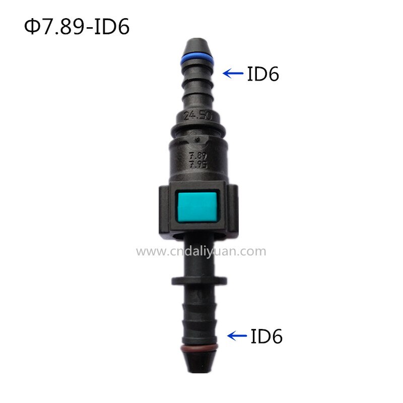 7.89mm ID6 180 degree SAE fuel pipe fittings plastic Fuel line quick connector female male connector with double buttom 5 sets