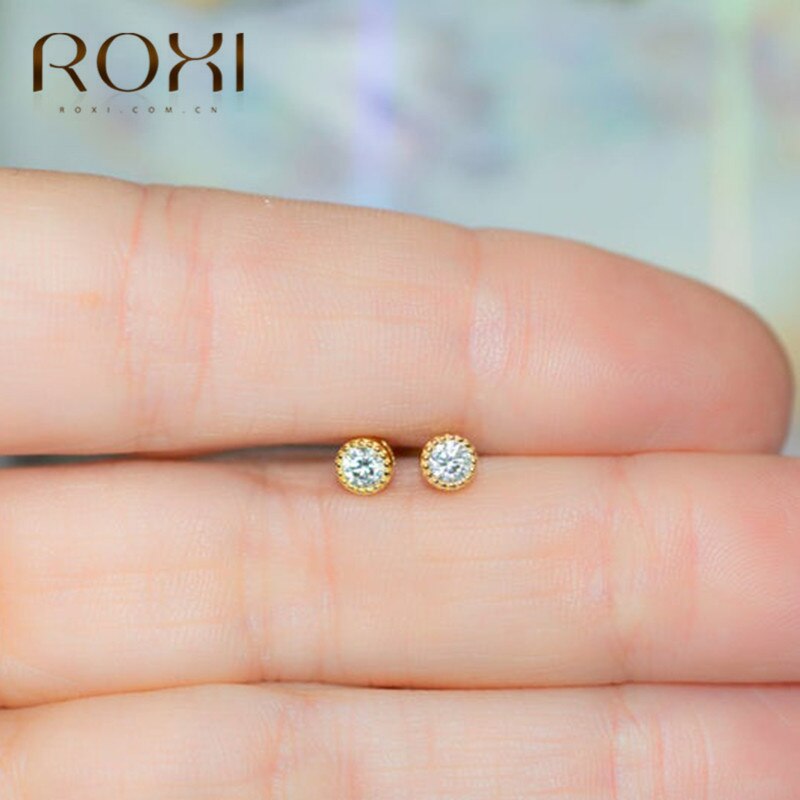 ROXI Women Classic Shining Zircon Small Stud Earrings Piercing Ear Jewelry 925 Sterling Silver Austrian Crystal Earring