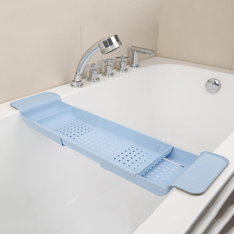 Multifunktionsjusterbart badekar bakke brus vinglas bogholder køkken afløbskurv bathroon tilbehør: Blå