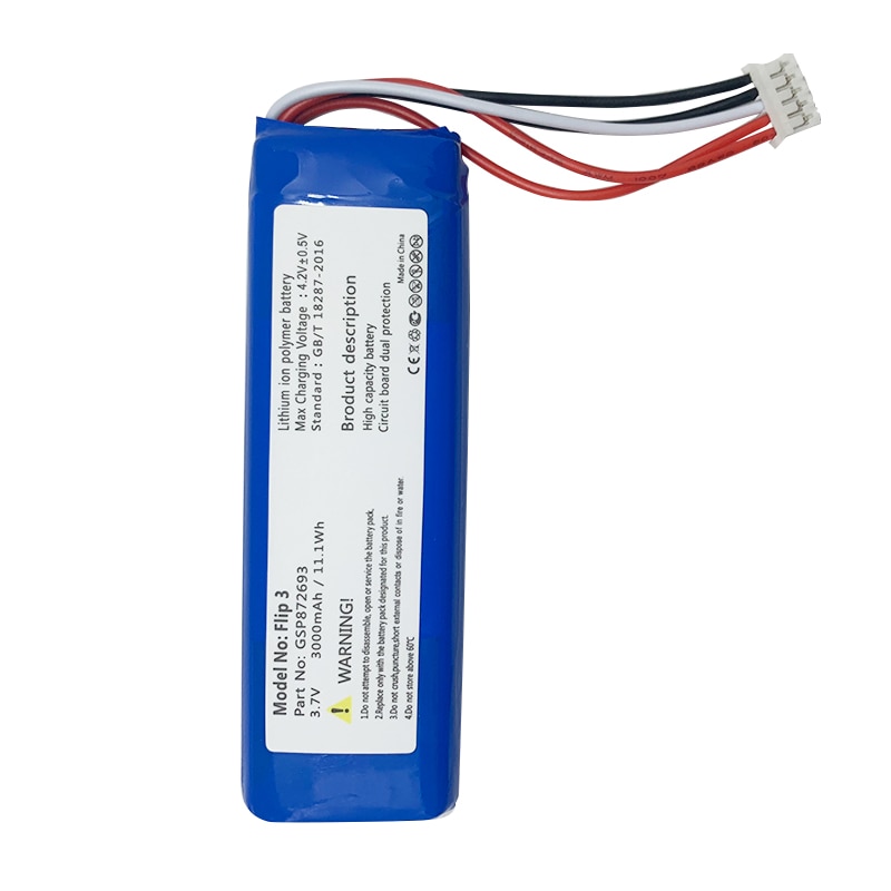 1 Pc 3.7V 3000 Mah/11.1Wh GSP872693 Batterij Voor Jbl Flip 3 Flip3 JBLFlip3 Hoge Capaciteit Batterij