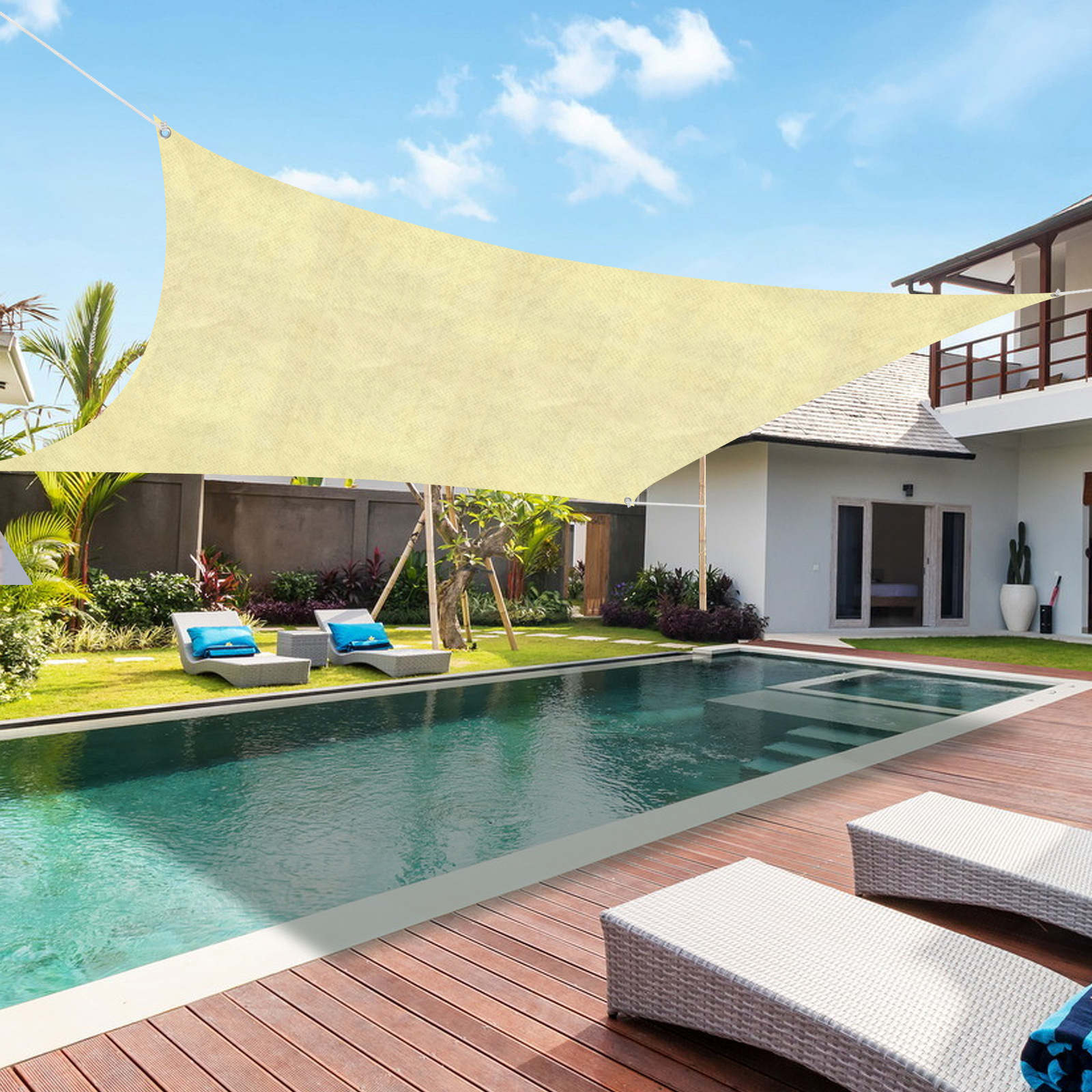 Outdoor Backyard PE Sun Shade Sail Rectangular Plant Shade Canopy UV Block Pool Yard Courtyard Shade Net with Rope