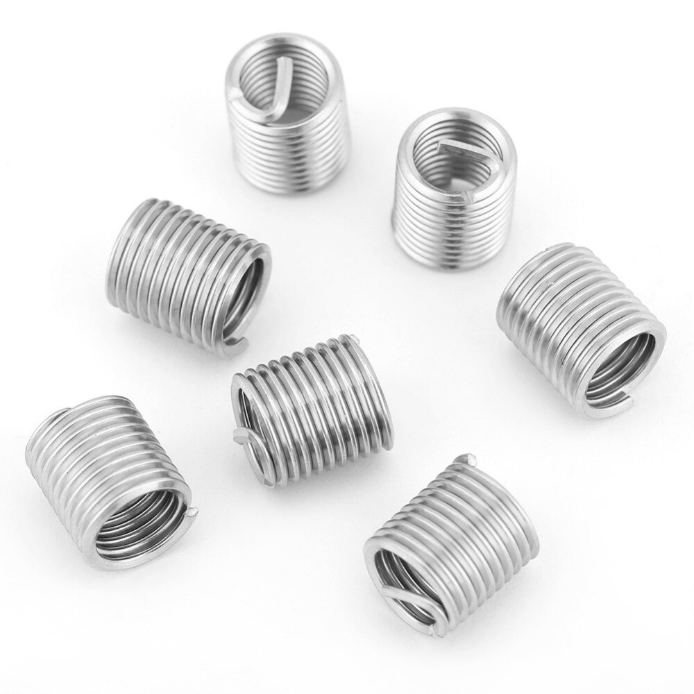 100pcs/set M8x1.25x2D Thread Inserts Stainless Steel Wire Screw Sleeve Coiled Wire Helical Screw Thread Inserts Fastener