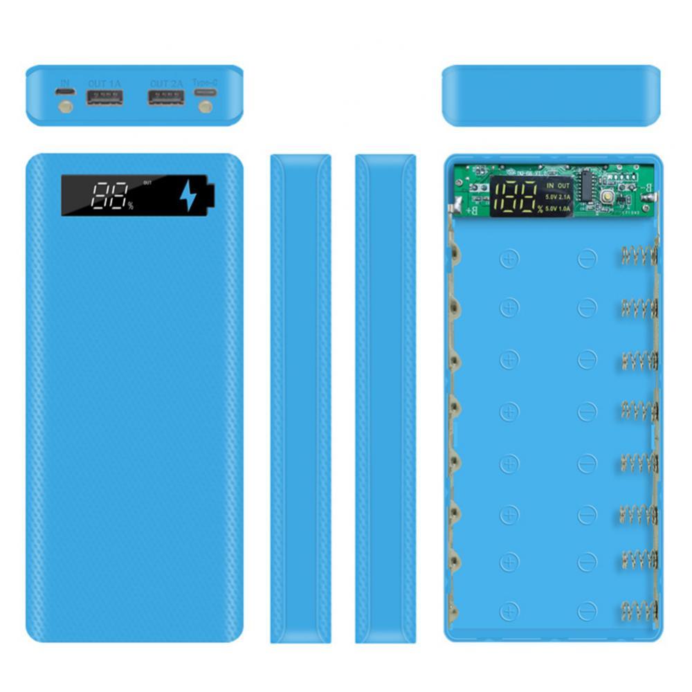 Tragbare powerbank mit zwei usb-anschlüssen (6 x 18650) und 5v diy-ladeboxen mit typ-c- und micro-usb-anschluss zum schnellladen von mobiltelefonen