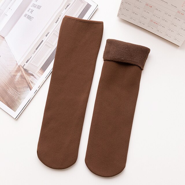 1Pairs Stripes Velvet Women Winter Warm Thicken Socks Soft Casual Solid Color Socks Wool Cashmere Home Snow Boots Floor Socks: F