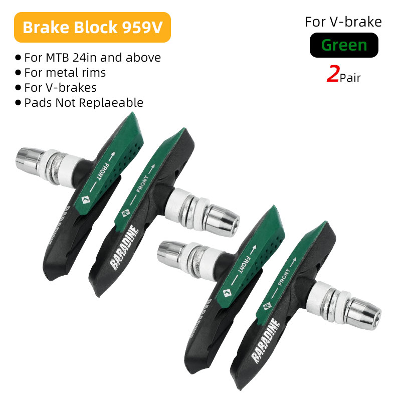 Baradine 959V 73mm MTB V-Brake Pads Mechanical Linear Pull Brakes Dual Compound Bicycle Brake Blocks All-Weather use: MULTI