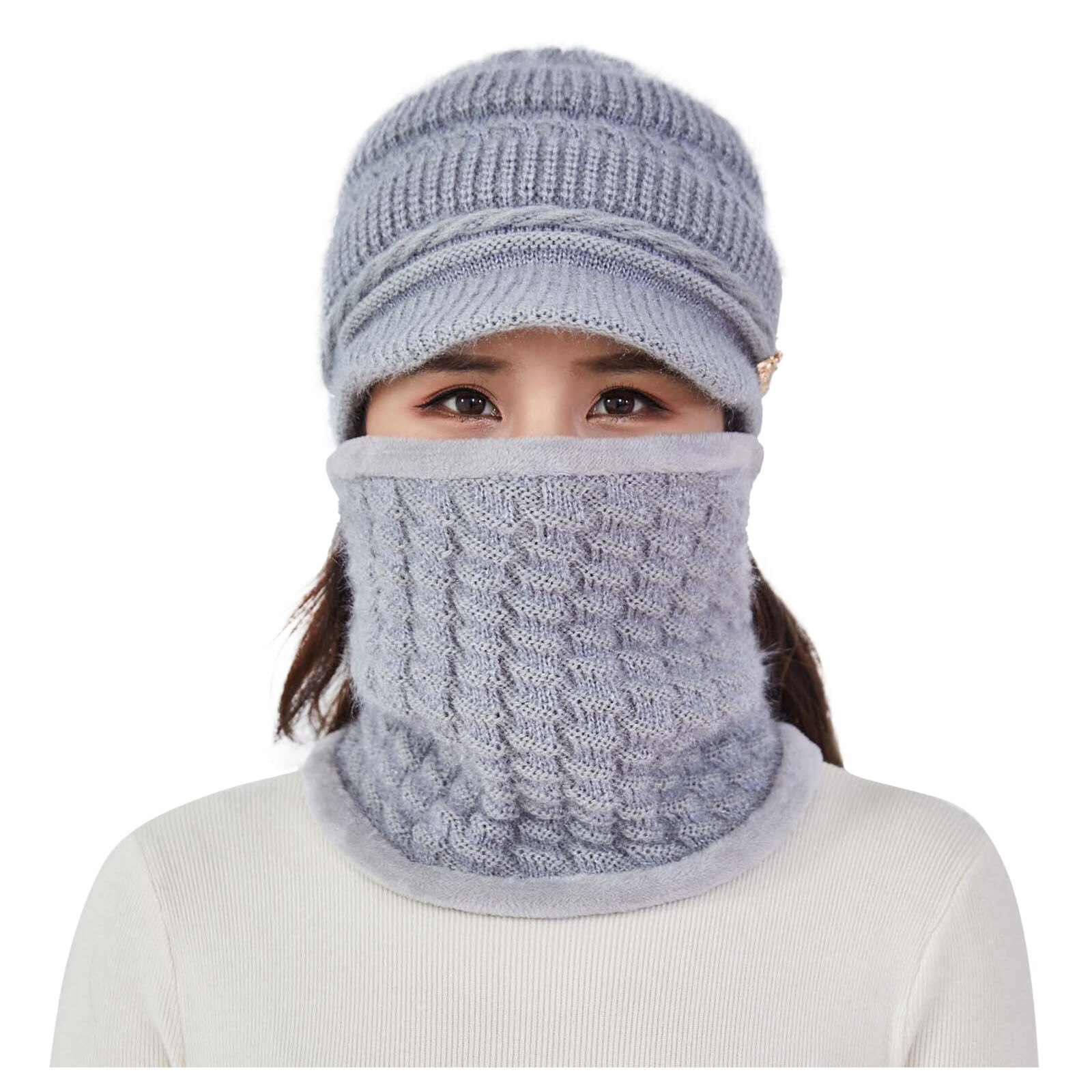 Hiver aîné femme chapeau moyen âge dame laine tricoté grand-mère casquette Gorras rayures mère chapeau écharpe cagoule Beanie: A
