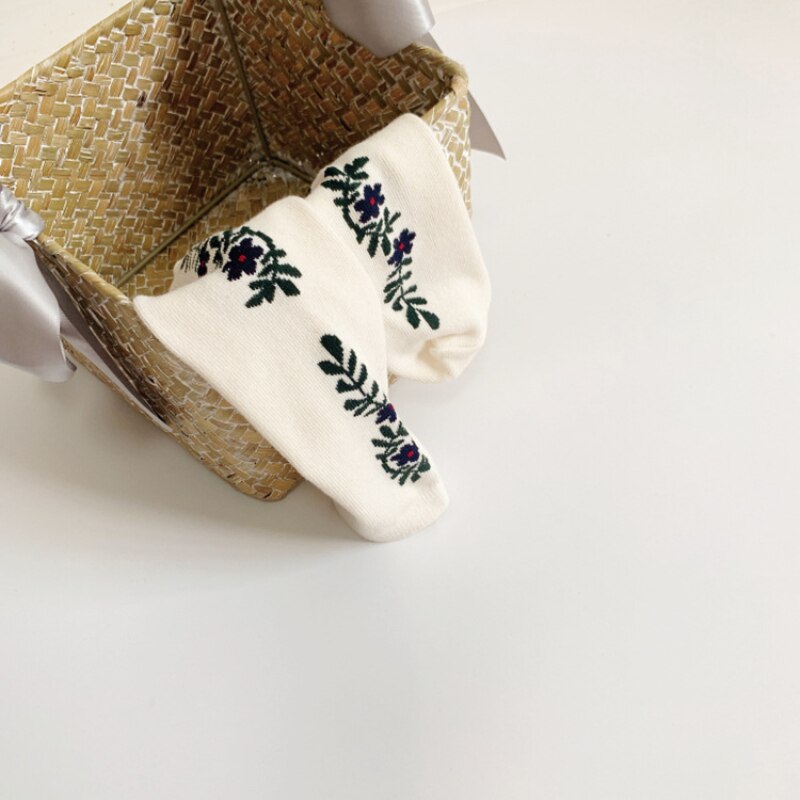 Calzini in cotone per bambina in stile coreano Kawaii giappone moda fiori primavera autunno calzini per bambini alti al ginocchio