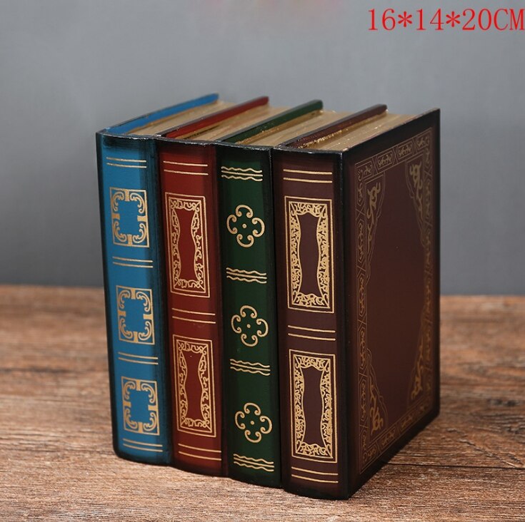 Europese Retro Opbergdoos Boek Vorm Opbergdoos Nep Boek Houten Sieraden Box Office Decoratie Secret Item Opbergdoos: Big B