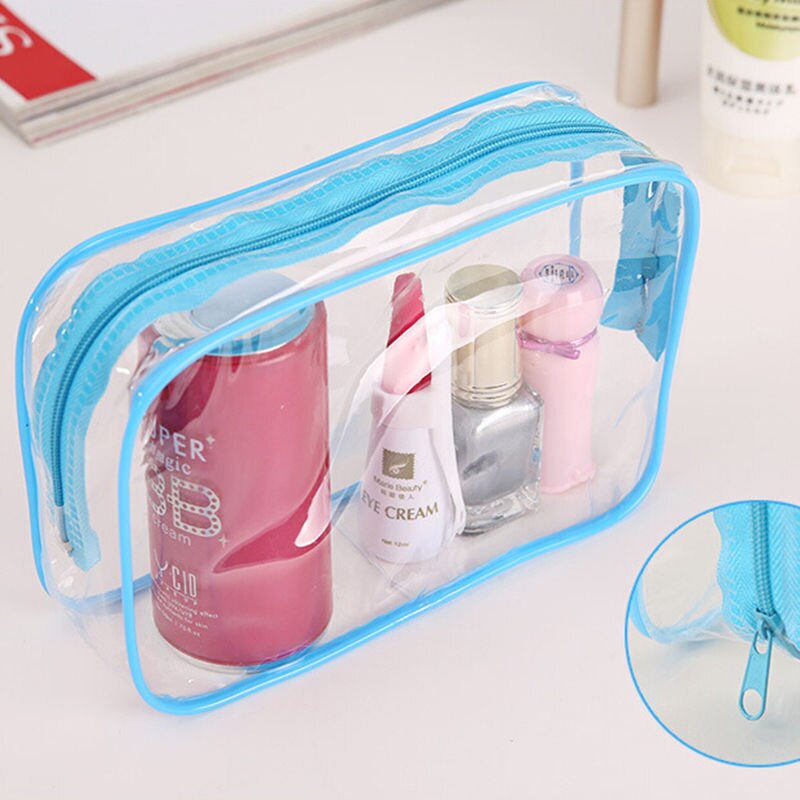 1PC 3 Kleuren Vrouwen Toilettas Transparante Plastic PVC Zakken Duidelijk Reizen Make-Up Cosmetische Bag Toilettas Zip Pouch