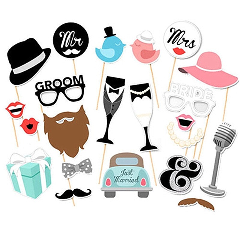 Mr Mrs Just Married Photo Booth Props Wedding Decoration Bridal Shower Bachelorette Party Supplies Bride To Be Photobooth Favors: BB