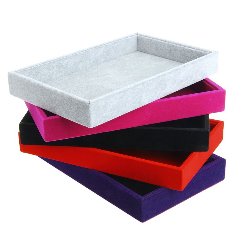 Bandejas de joyería apilables de 5 colores, insertos de terciopelo, bandeja de exhibición de joyería, estuche de soporte, organizador de almacenamiento de decoración de Boutique