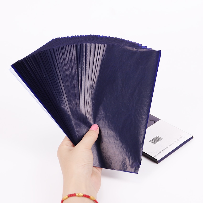 50 stk 48k dobbeltsidet blåt carbon papir tynd type papirvarer papir kontor finans carbon papir