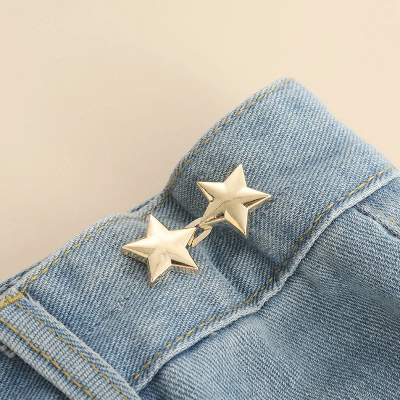 1 paire de boutons en jean, Clips réglables pour pantalons, jupes, tendeur de taille, boucle, bouton-pression, broche de pantalon, bouton rétractable: Nickel noir