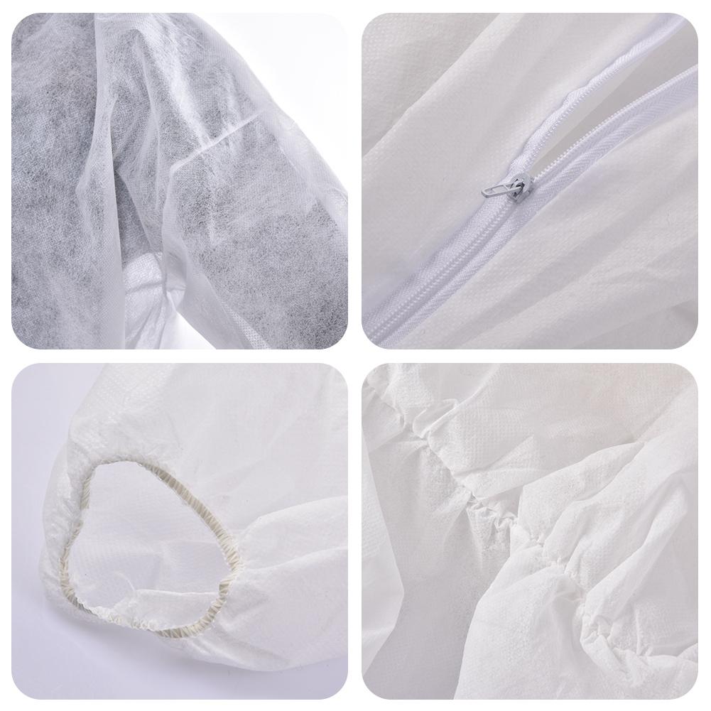 Disposable Three-piece Hood Protective Clothing Unisex One-piece Full-body Isolating Clothing White PP Non-woven Fabric