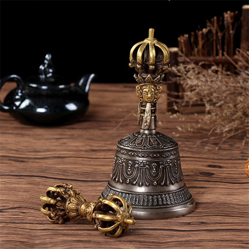 Nepal Tibetan Nine-Strand Vajra Bells And Pestles Bronze Flower Bells Bells Sound Crisp Buddhist Supplies Handmade Bells