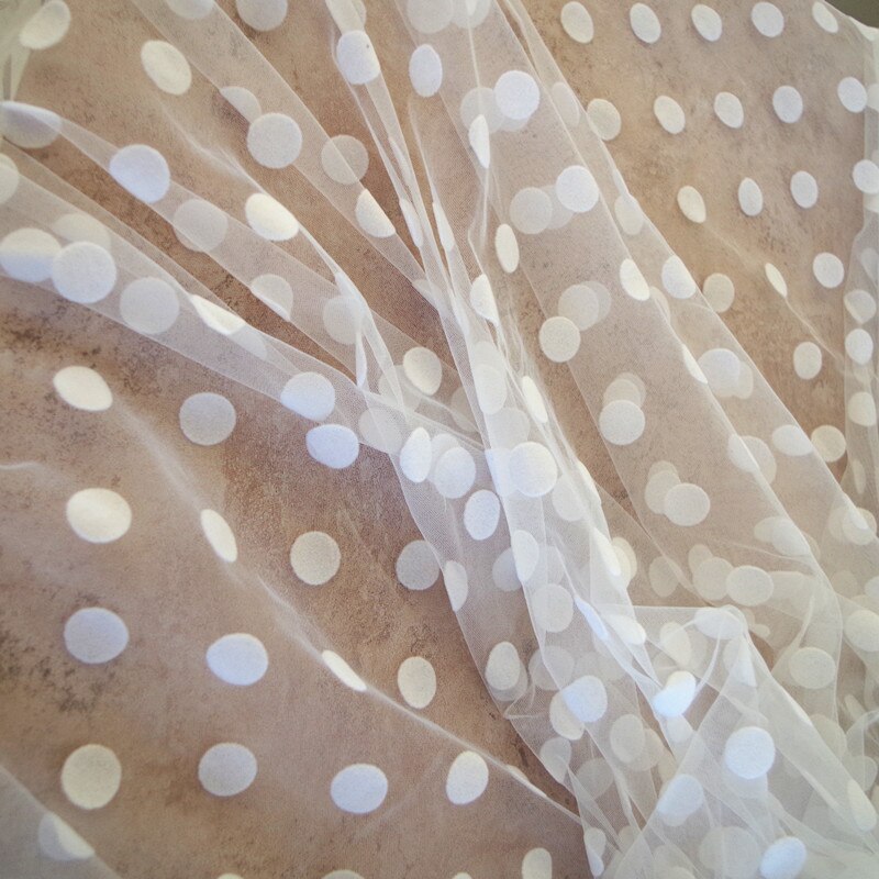 5 yards Off White Polka Dot Tulle Fabric Black Dotted Tulle Fabric Pink Polka Tulle Fabric by the yard with Velvet Dots DIY