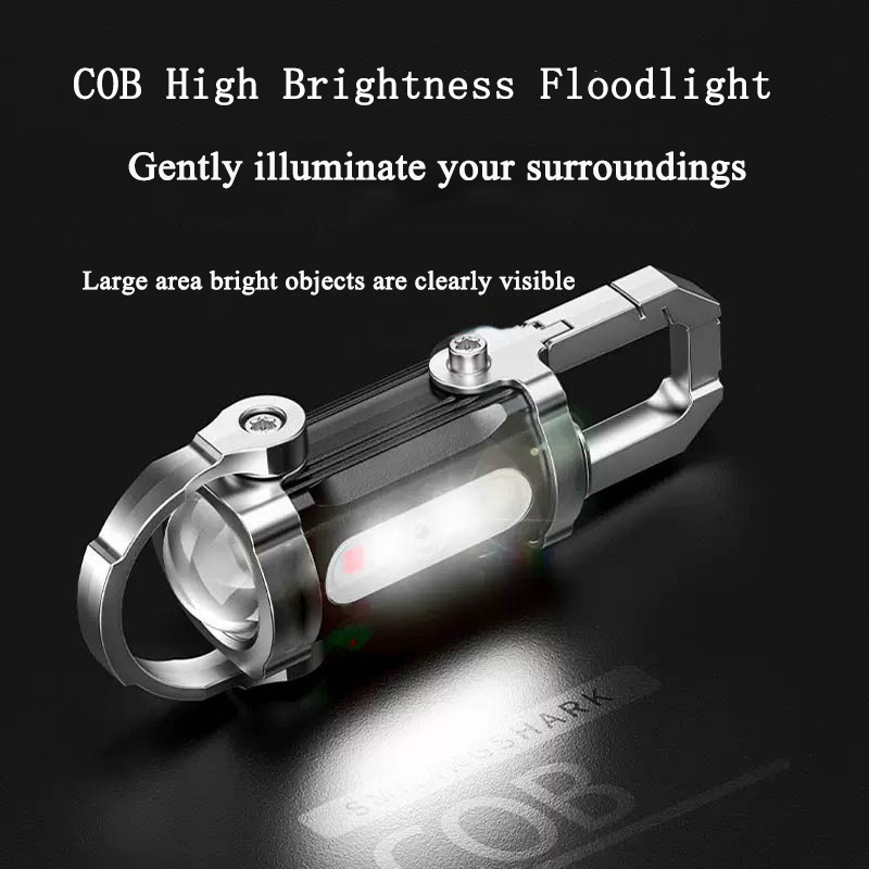 LED Keychain Flashlight Multifunctional COB Work Light Keyring Practical Inspection Light Key Chain For Outdoor Activities