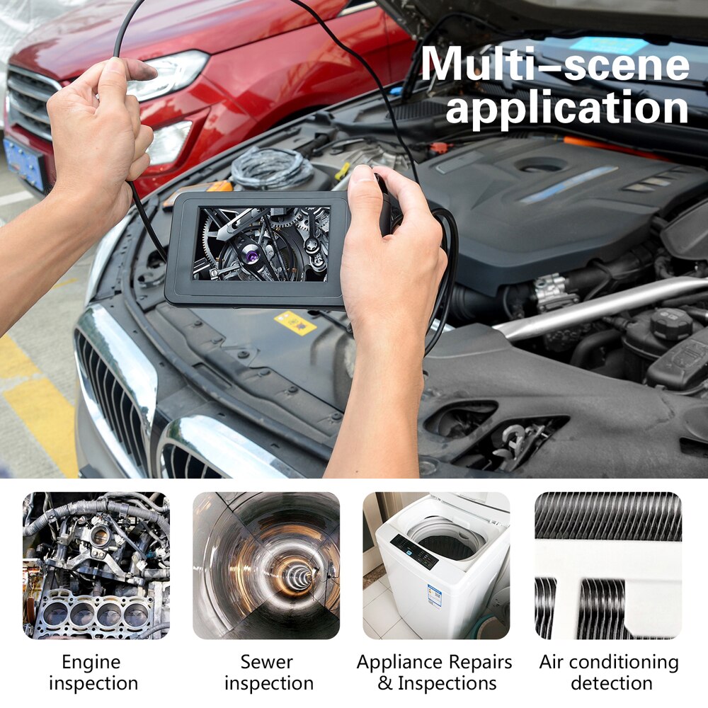 Endoscope industriel tenu dans la main 4.3 pouces écran LCD Endoscope haute définition 1080P tuyau caméra d'inspection avec lumière LED V