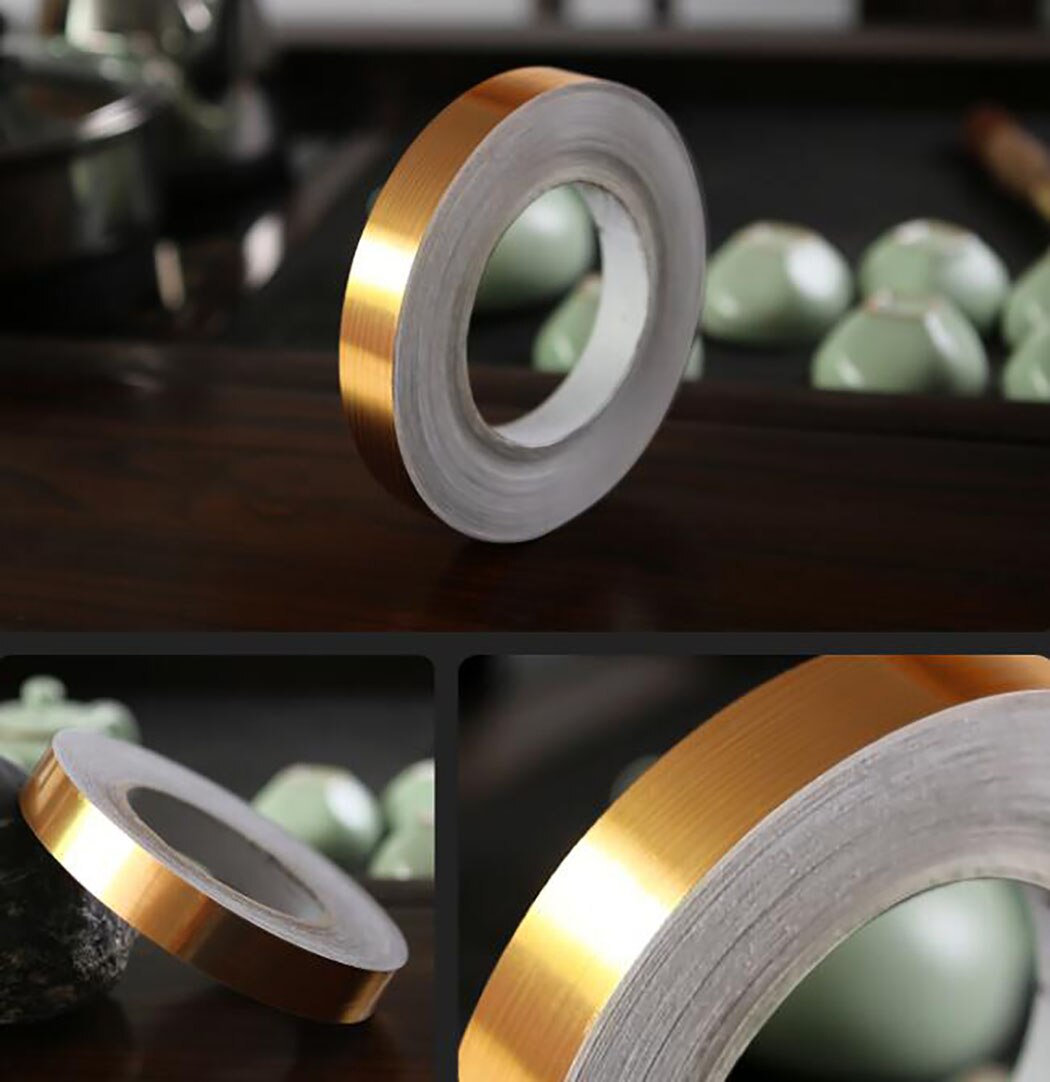 164FT Tile Sticker Golden Waterproof Tile Decoration Metallic Copper Material Home Decoration Univedrsal For Floor /Wall