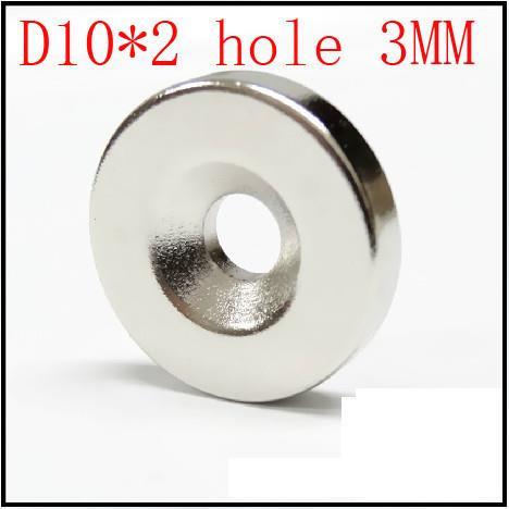 10pcs 10x2mm super krachtige permanente ndfeb maget N35 neodymium disc verzonken ring magneten d10 * 2 mm gat 3 mm