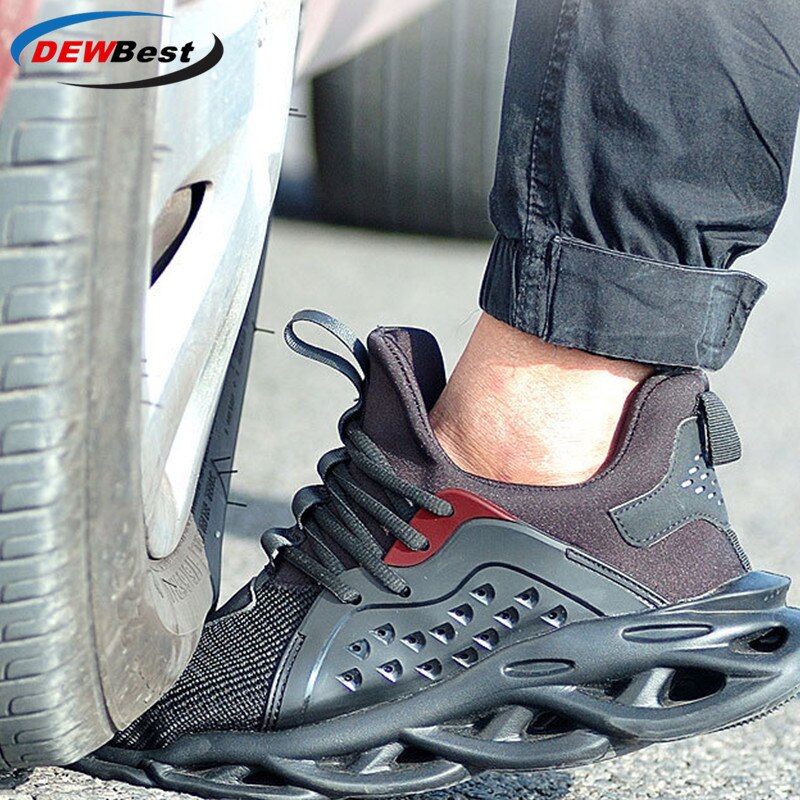 Breathable Men's Safety Shoes Boots With Steel Toe Cap Casual Men's Boots Work Indestructible Shoes Puncture-Proof Work Sneakers